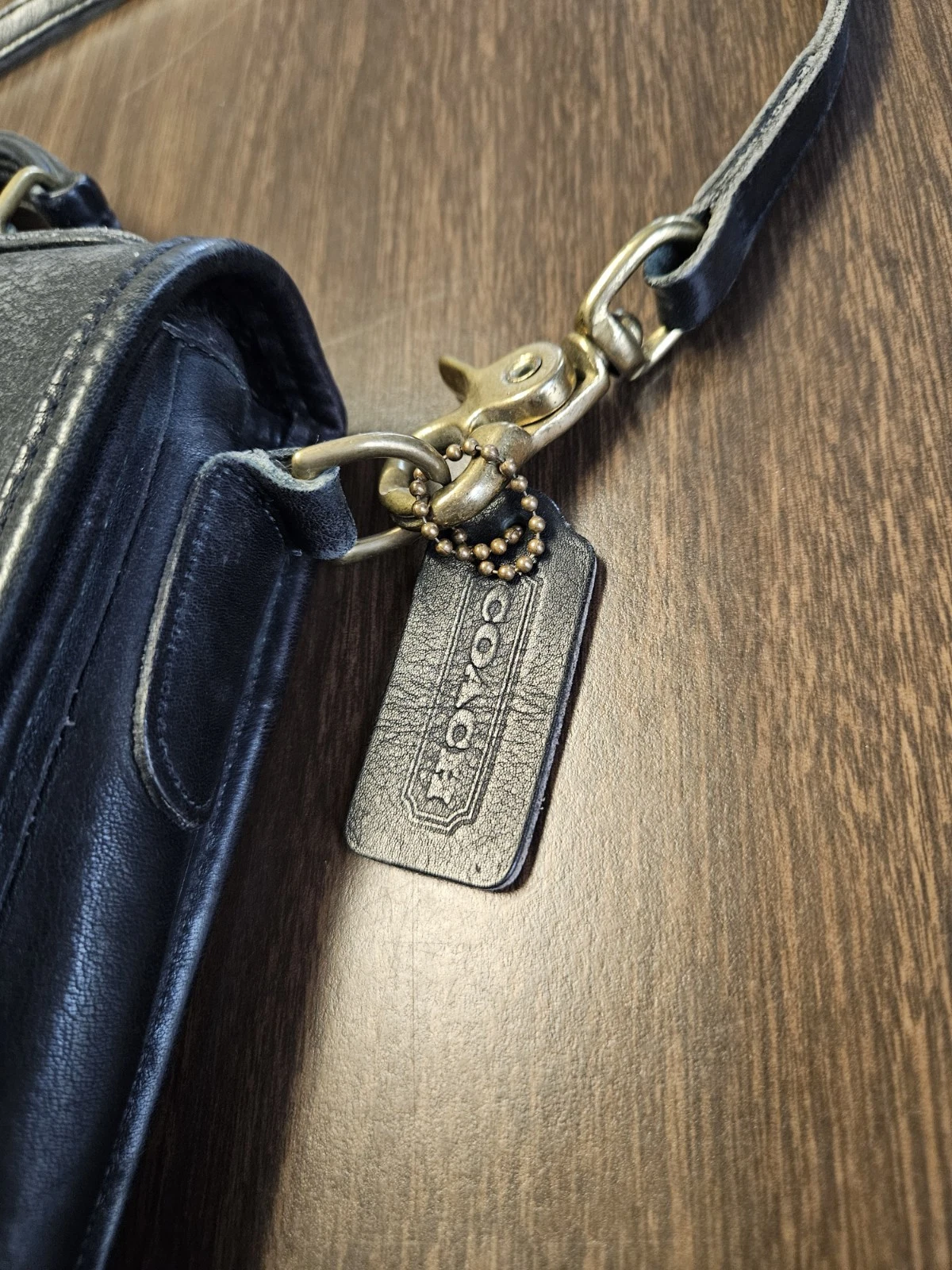 Borsa Coach vintage pelle nera Willis Station manico superiore e tracolla borsa