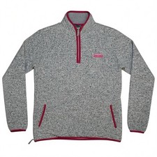 Simply Southern Fleece Quarter-Zip Pullover Heather Gray Large Pink Trim