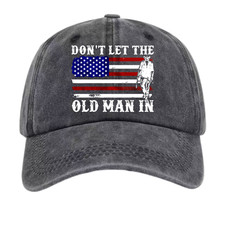 Dont Let The Old Man In Dad Hat - Patriotic Veteran Graphic 7 Washed Colors
