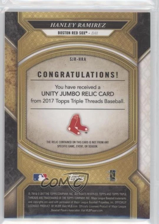 2017 Topps Triple Threads Single Jumbo Relics /36 Hanley Ramirez #SJR-HRA - Image 2 of 2