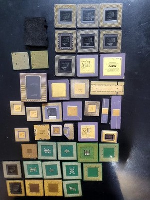 Lot of 42 Mixed Intel Pentium Pro Black Cpu Cyrix Vintage/Gold
