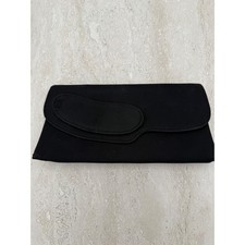 Vintage Black Grosgrain Evening Clutch Bag Asymmetrical Snap Closure