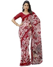 Women's Georgette Printed Saree With Blouse Piece
