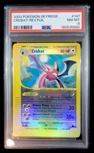 2003 Pokemon Skyridge Crobat Reverse Foil Holo #147 147/144 Secret Rare PSA 8