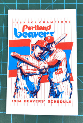 PCL Portland Beavers Vintage 1984 Baseball Pocket Schedule 1984 PCL Champions