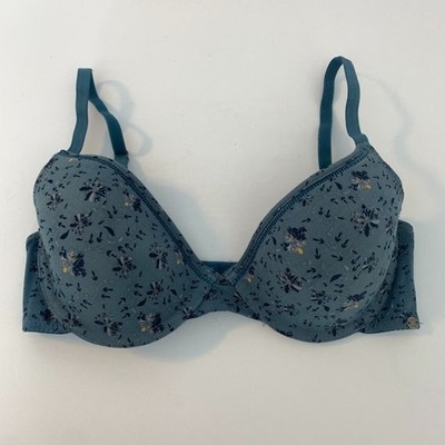 LUCKY BRAND Blue Floral Demi T-Shirt Bra Size 34C