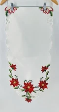 Christmas Table Runner Poinsettia Holly Cut Out 15" x 66" Dining Holiday AB20