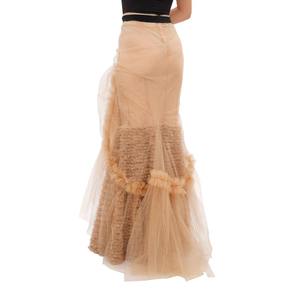 Maxi Falda Larga DSQUARED2 Barroca Brillo Tul Negra Beige 42 EE. UU. 6 S 12472 Foto 3 de 4