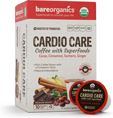 Cardio Care Organic Coffee Pods   Probiotic Coffee with Cacao, Ginger, Turmeric