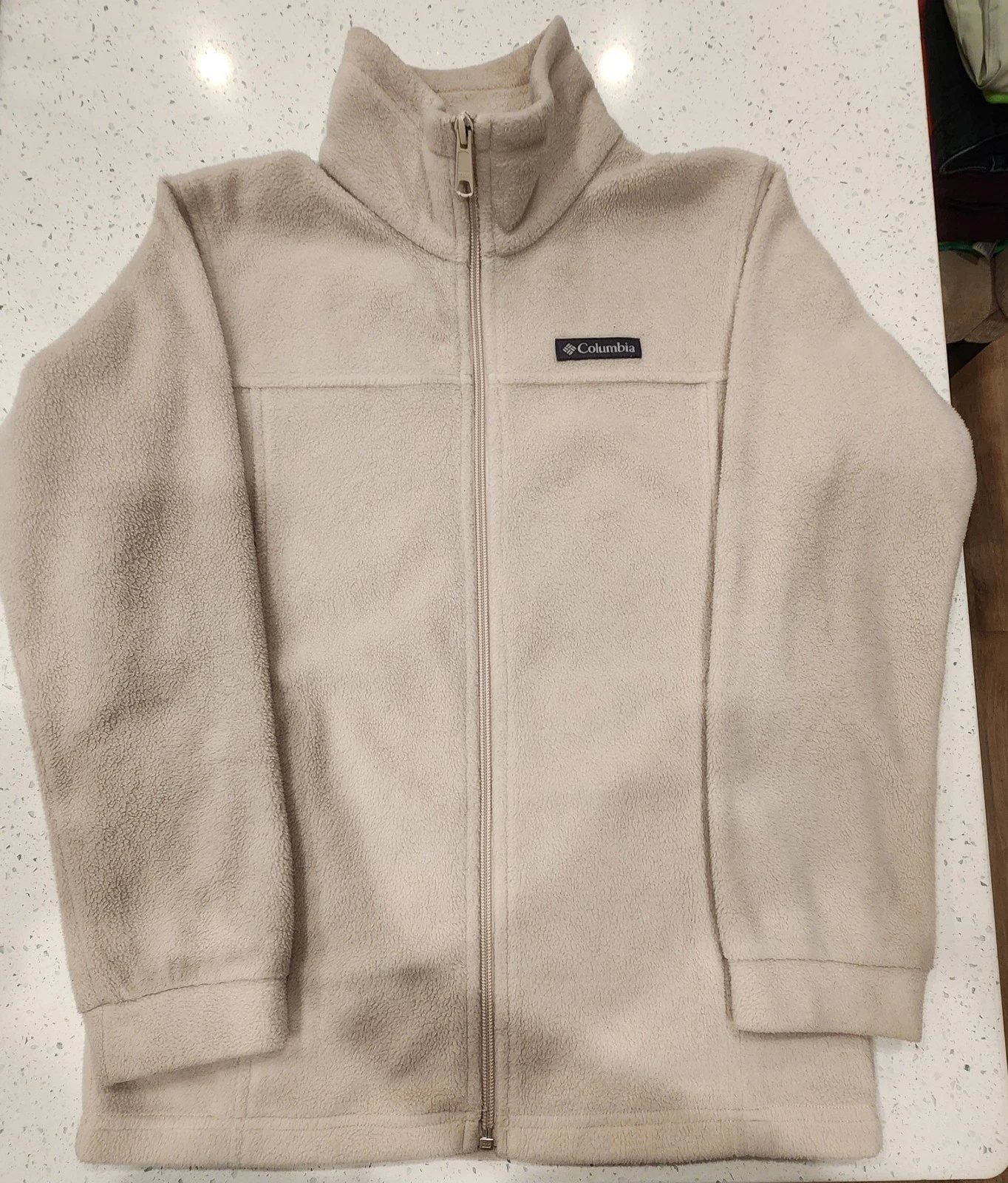 Boys Cream Columbia Full Zip Fleece Jacket Size Medium 10/12