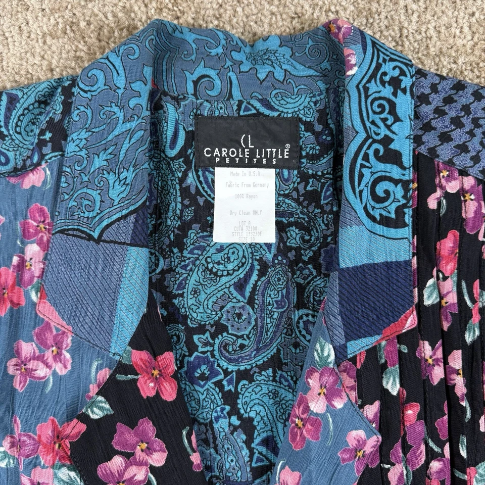 Chaqueta Blazer Vintage Patchwork Talla 10 Acolchada Recortada Floral Paisley Cottagecore Foto 2 de 4