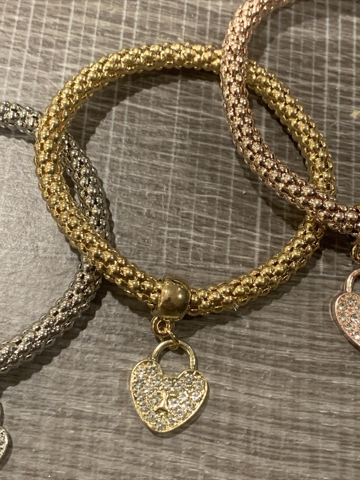 3Pcs Fashion Jewelry Gold Silver Rose Gold Bracelets Set Rhinestone