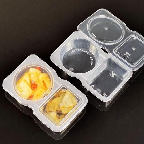 10-20PCS Double Compartment Condiment Container With Lid Sauce Disposable U0Z4 - Picture 5 of 16
