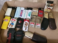 Vtg Lighter Lot Advertising Promo Brass Marlboro Menthol Winston Camel Newport