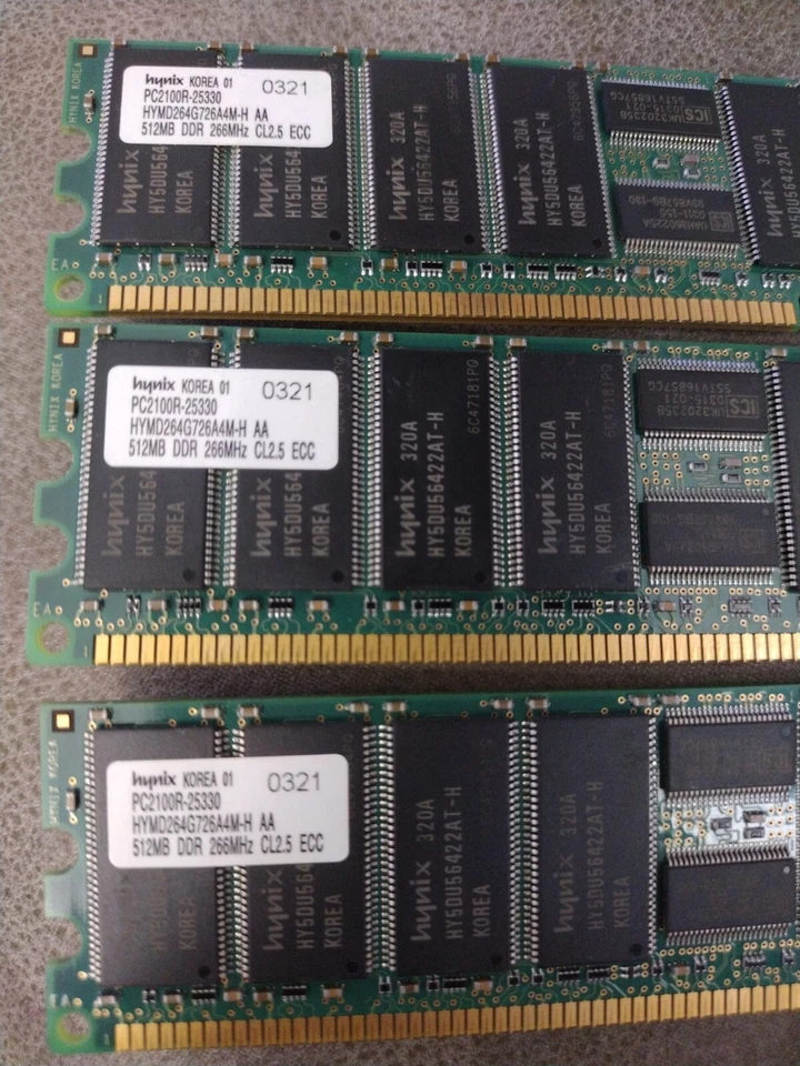 Hynix (3x512MB) DDR1 PC2100R 266MHz CL2.5 ECC Reg Server-Ram HYMD264G726A4M-H AA - Image 2 of 3
