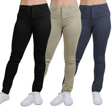 Womens Super Stretchy Slim Fit Soft Durable Twill Cotton Ponte Pants (2 PACK)