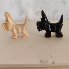 2 Vintage Celluloid Scottie Dog Miniature magnetic Figures