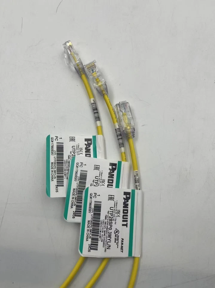 Panduit UTP28SP0.3MYL/YL Cat6 28 AWG Network Patch Cable/Cord, 0.3M Yellow ~STSI - Image 4 of 4