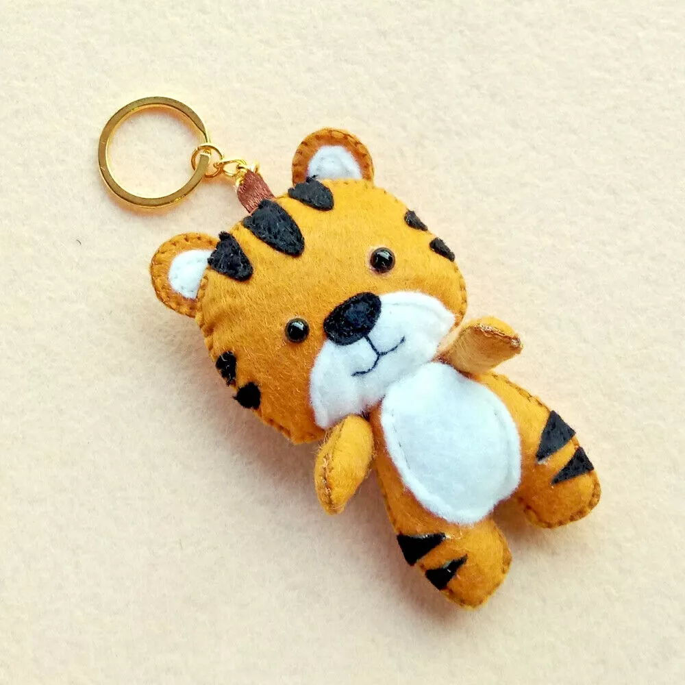 Handmade Cute Felt Craft Tiger Key Tag Key Chain Key Ring Animal New  Gifting