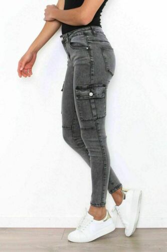 Ladies Cargo Pants Skinny Slim Trousers soft stretch Cotton Jeans UK 6-14 - Picture 3 of 48