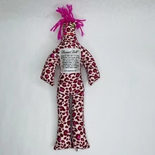 Dammit Doll Pink Yarn Hair Cheetah Print Stress Reliever Anger Cloth