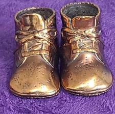 Vintage 1950's Bronze Baby Shoes Bookends