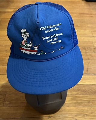 Old Fisherman Never Die Fishing Hat Cap Snapback Blue Funny