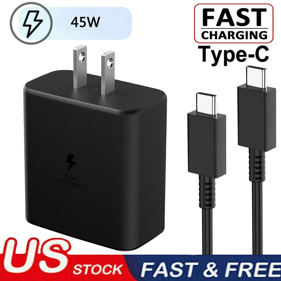 45W Type USB C Super Fast Wall Charger +6ft Cable For Samsung Galaxy S21 S22 S23 - Image 2 of 4