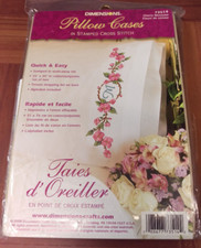 Dimensions Stamped Embroidery Pillow Cases Cherry Blossoms 73514 Sealed / Unused