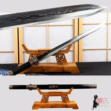 Gentleman Jian Damuscus Folded Steel Han Dynasty Chinese Brass+Ebony Sharp Sword