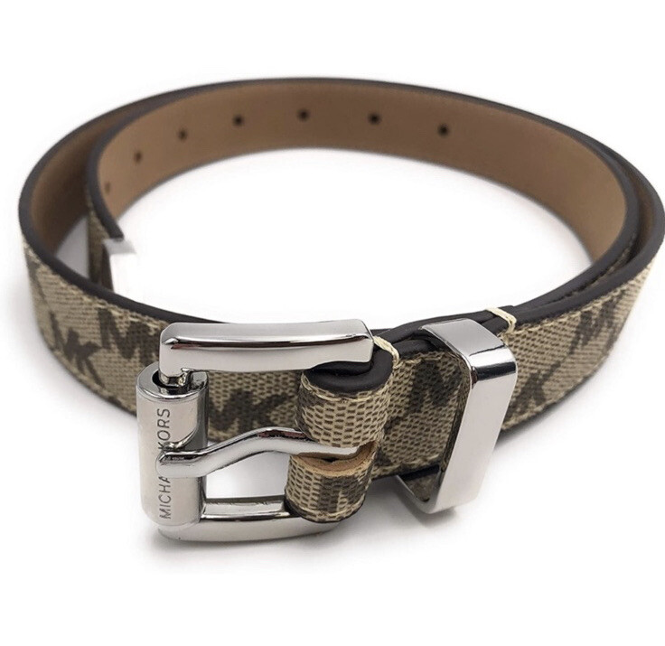 MICHAEL KORS Womens Belt Black w/ Printed MK Logo Silver Buckle LARGE NWT MICHAEL KORS WOMEN main image 4
