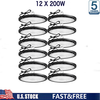 12PCS 200W UFO Led High Bay Light Commercial Industrial Warehouse Gym Shop Light