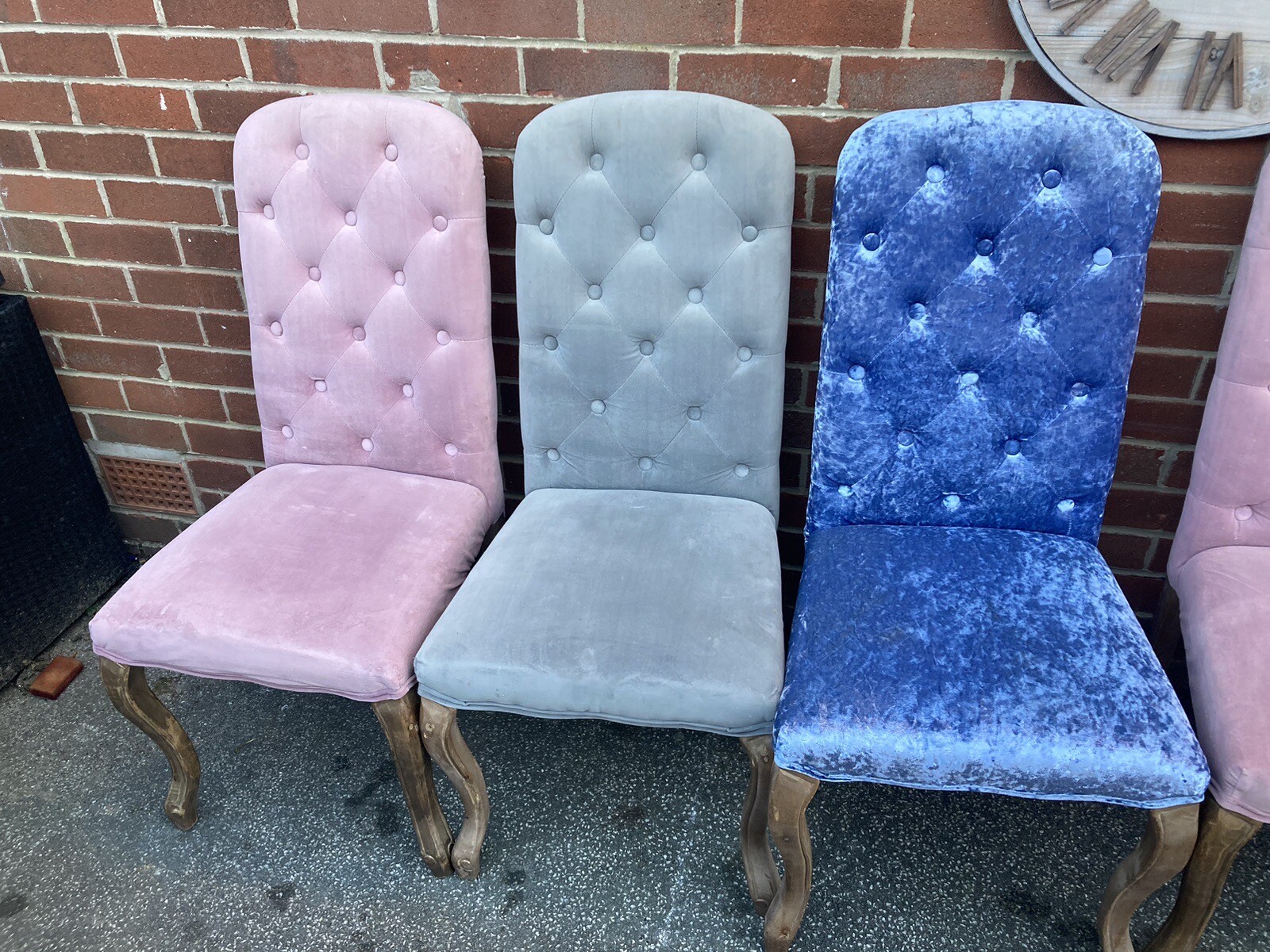 X6 Homesense Chesterfield Dining Chairs Velvet Pink Grey Blue eBay