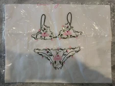 New Lily Juliet Lingerie Travel Bag Cotton Hand Embroidered White with Design
