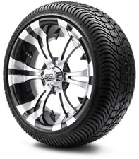 MODZ 14" Vampire Machined Black Golf Cart Wheels and Tires (205-30-14) Set of 4