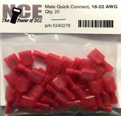 NCE ~ New 2024 ~ MQCR20 ~ Male Quick Connect ~ 18 - 22 AWG ~ Red ~ 5240287