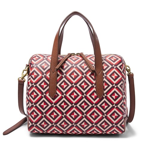 Fossil Sydney Satchel Red Geometric 