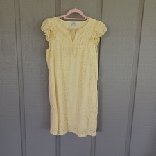J Crew Factory Eyelet Flutter Sleeve Mini Dress SZ 8 Women Cotton Pockets Preppy