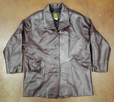 Vintage The Leather Factory, Brown Ladies Leather Jacket Size 16 Made in USA Vtg