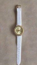 Michael Kors Women's Watch MK2391 Darci Quartz Gold Dial White Leather Band 39mm
