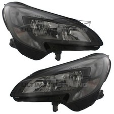 Headlights Vauxhall Corsa E 2014-2020 Black Surround Headlamps Pair Left & Right
