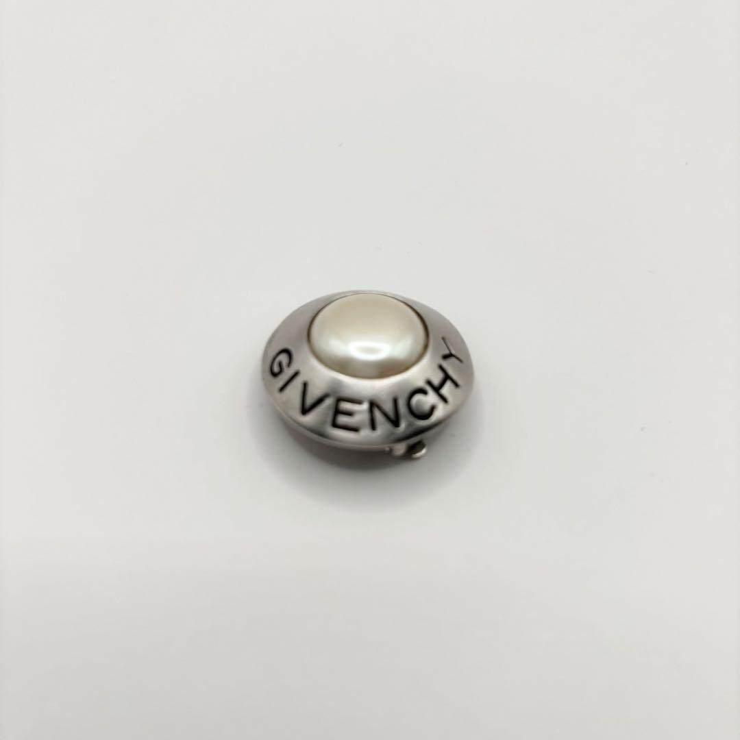 GIVENCHY Pearl Earrings Circle Logo Silver GP Vintage Rare Limited Japan thumbnail 6