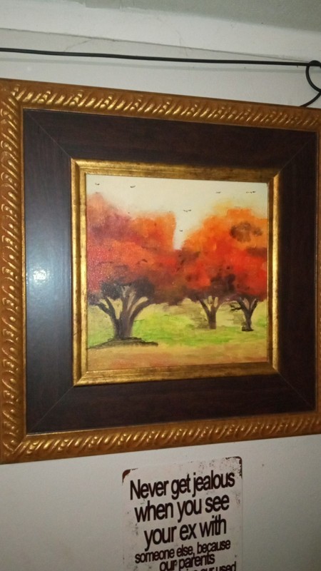 2 Framed Impressionist Landscape Paintings with Trees, Autumn Nature Scene