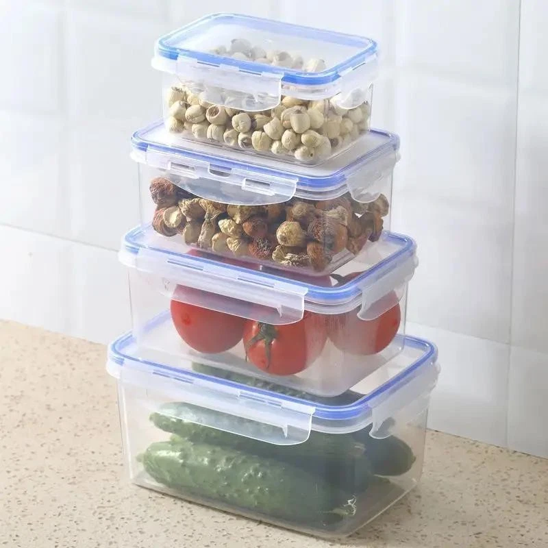 Sealed Rectangular Refrigerator Storage Box Microwave Lunch Box with Plastic Lid