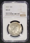 1917 P Philadelphia Mint 50C Walking Liberty Half Dollar NGC MS 62