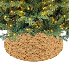 28in Christmas Wicker Tree Skirt Tree Collar, Woven Hyacinth Stand Base Cover...