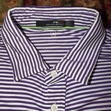 RLX RALPH LAUREN Size Large Lilac/White Stripe Mens Polo Shirt Golf Performance