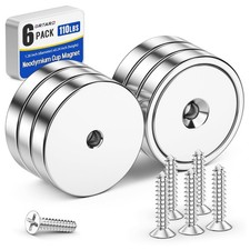 6-Pack Strong Rare Earth Cup Magnets   110 lbs Holding Force, Heavy Duty