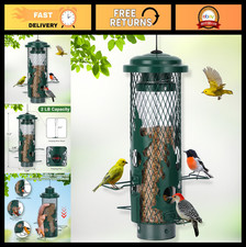 Squirrel Proof Bird Feeder Hanging Metal Mesh Outdoor Green