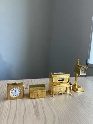 Bulova Miniature Clock, Piano Box, Clock Mailbox, Treasure Chest - Please Read!